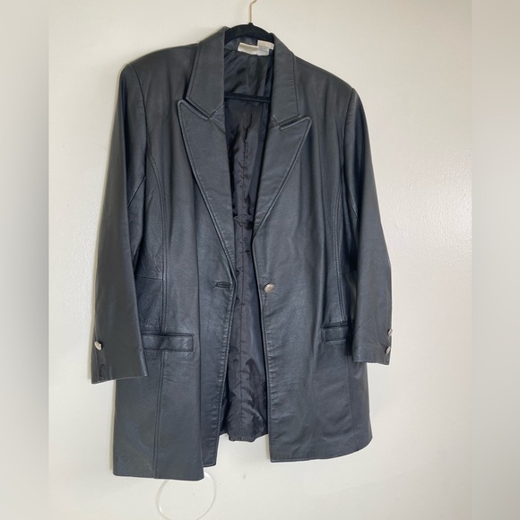 Vintage Newport News Leather Jacket black size 14W - Picture 1 of 8